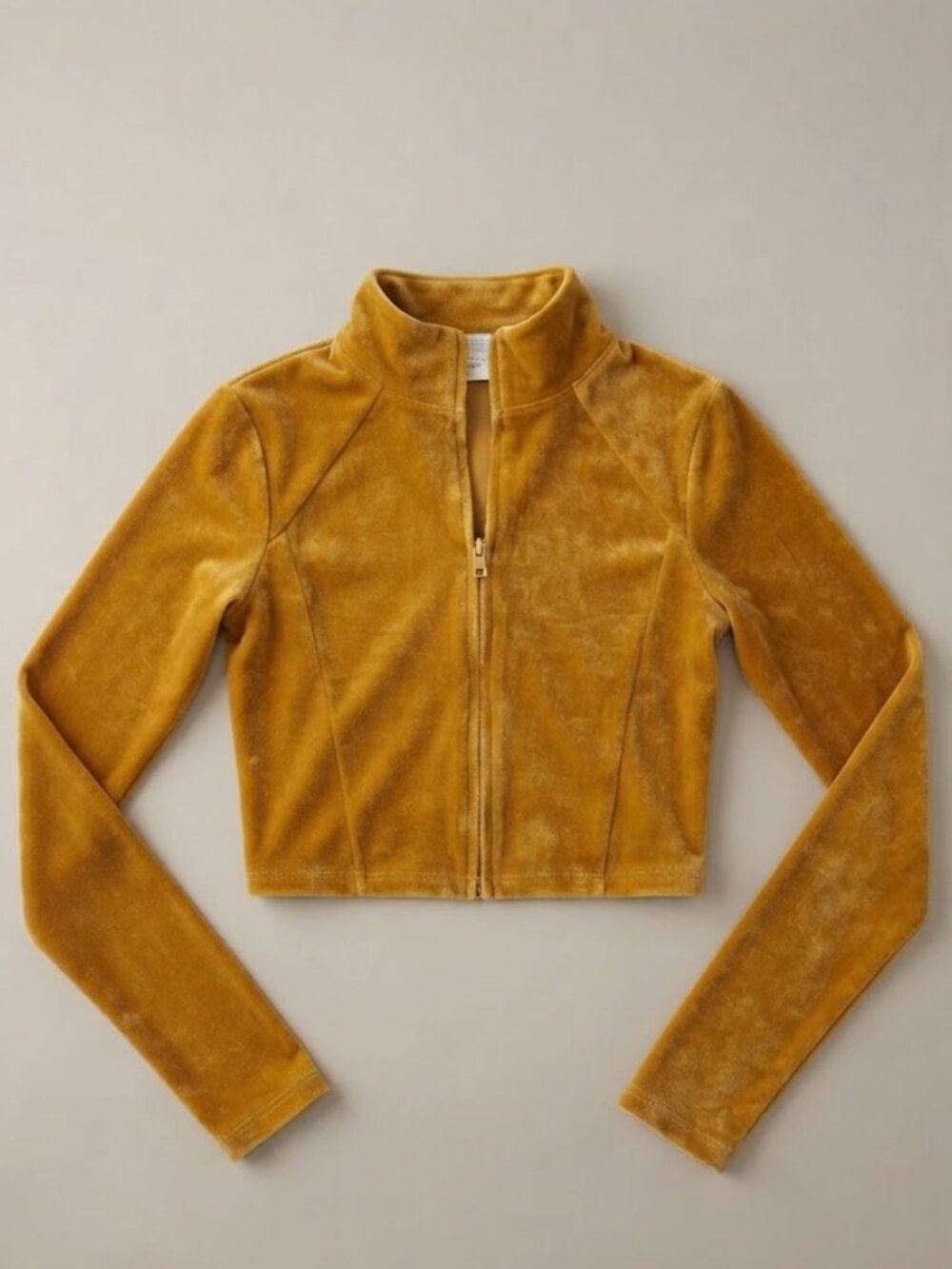 Tiger Friday Gold Yellow Size Child XL Velvet Crop Long Sleeve Top Jacket Dance